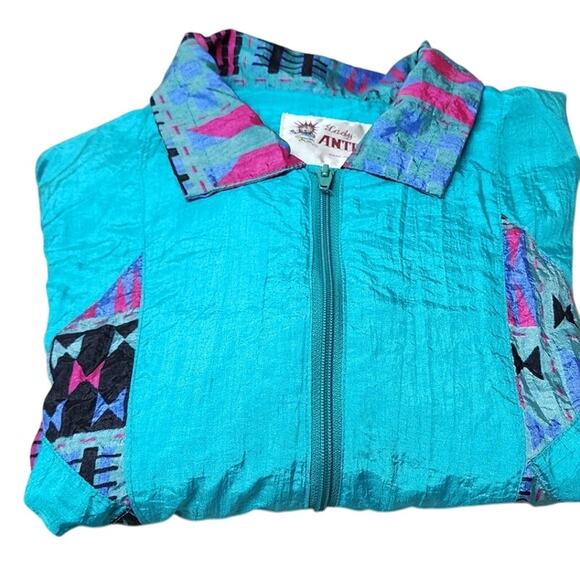 Lady Antigua VTG 90's Multicolor Geometrical Pattern Windbreaker Womens Med - Picture 15 of 15